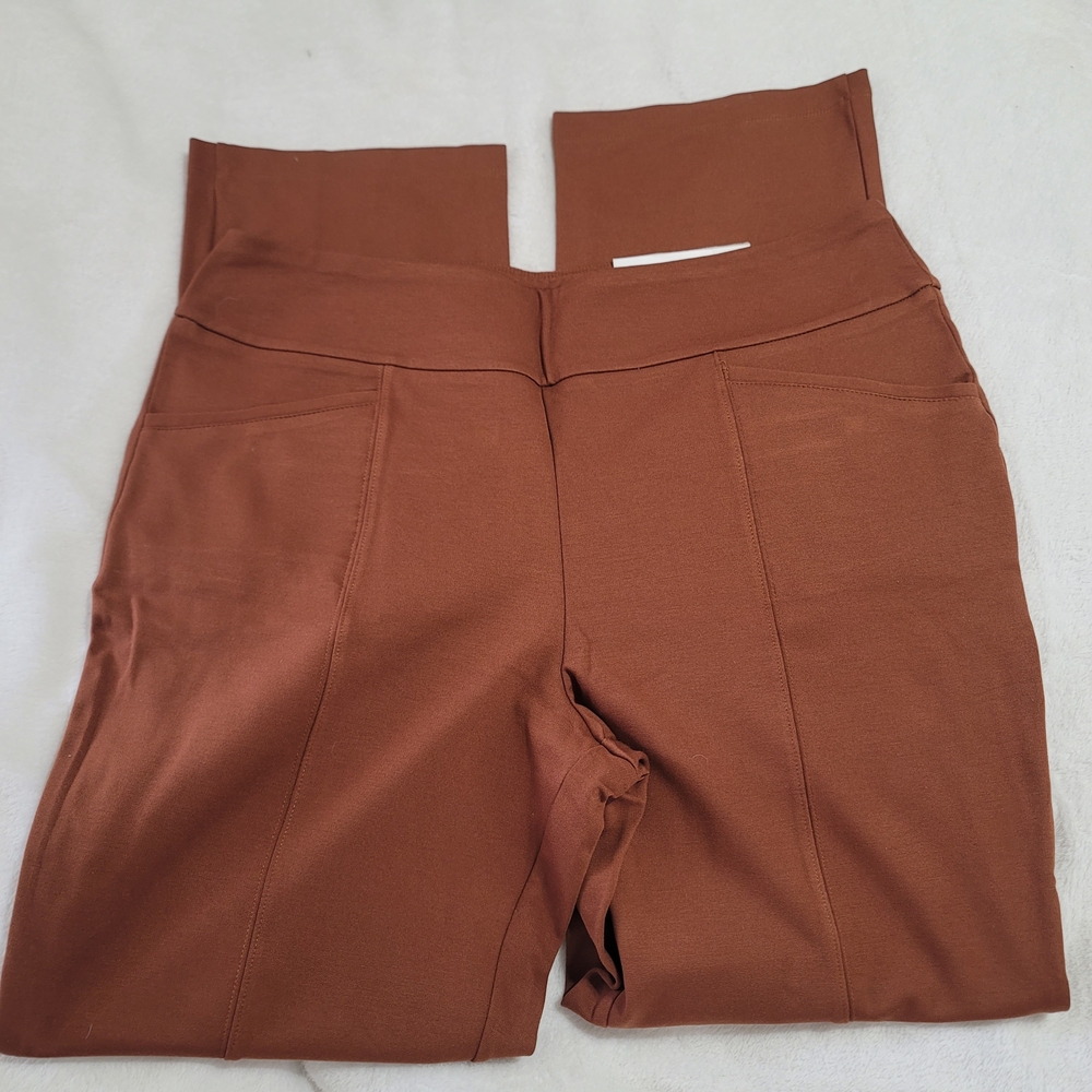 NWT Womens Cato Rust Brown Pants Sz Large Office Hi‎ Rise Straight Pull On - Picture 2 of 5